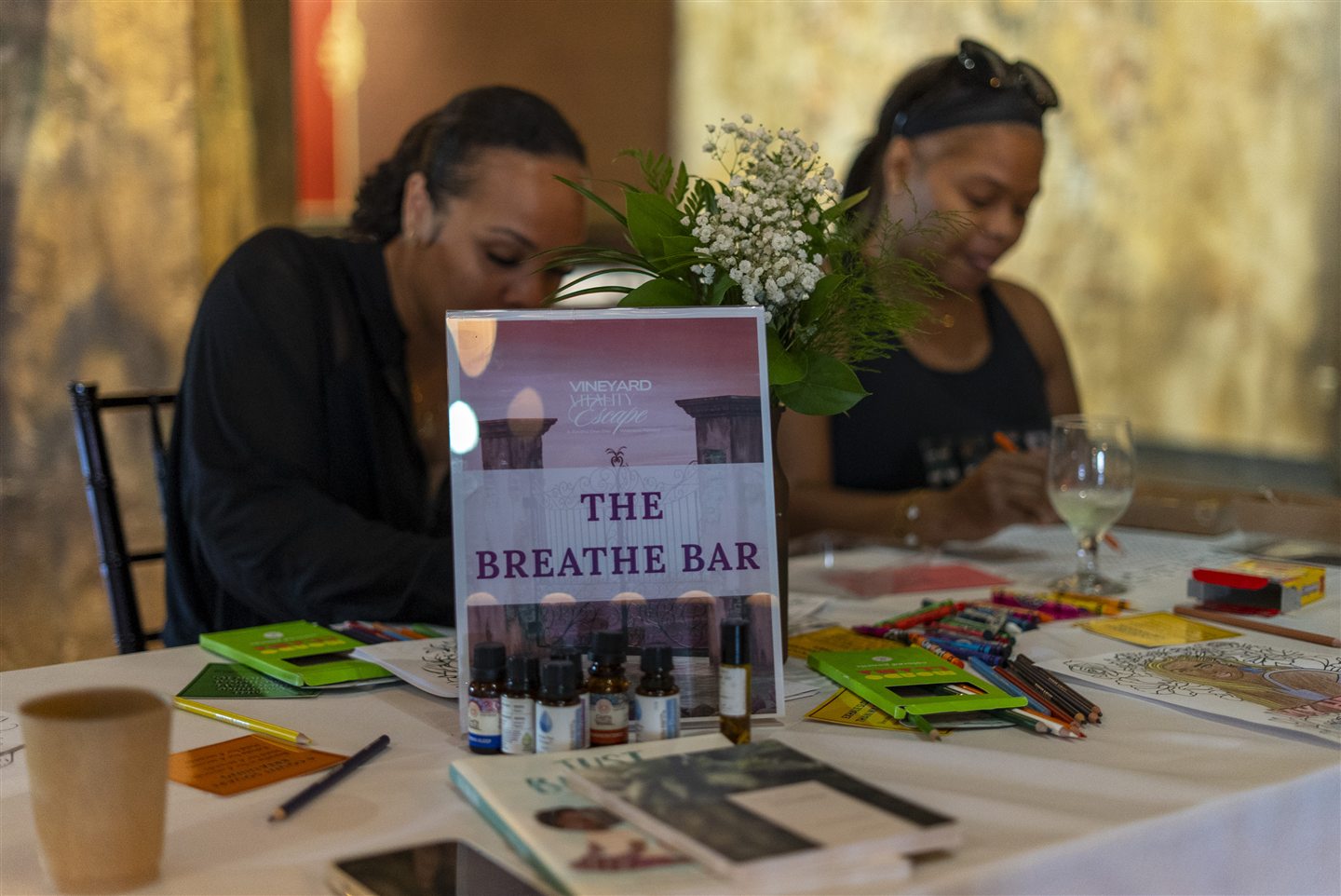 Guests exploring the Breathe Bar together.